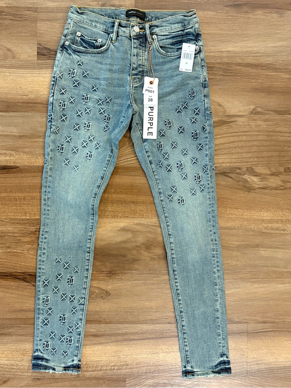 Purple Brand Light Blue Skinny Jeans with Embroidered Detail